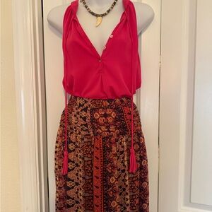 Elegant Pink and Brown Patterned Anthro